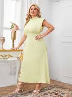  Casual Zipper Stand Collar Plus Size Dresses 4099