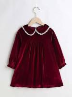 Long Sleeve Peter Pan Collar Short Toddler Girls Clothing 4017