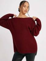  Boat Neck Regular Split Maternity Sweaters 268