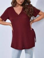 Regular Fit Casual Short Sleeve Maroon Baby  Mom 1040