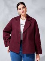 Lapel Regular Fit Long Sleeve Regular Plus Size Overcoats 2391