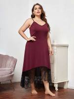 Sleeveless Maroon Plus Size Nightgowns  Sleepshirts 7552