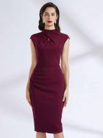 Maroon Midi Regular Fit Cut Out Women Dresses 791