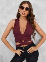  Crop Slim Fit Cut Out Women Clothing 5698