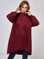 Long Sleeve Maroon Slogan Casual Women Sweatshirts 9997