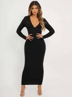  Deep V Neck Long Sleeve Women Dresses 7740