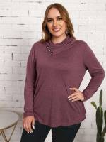  Casual Cowl Neck Maroon Plus Size Tops 124