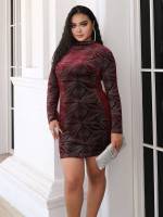 Zipper  Slim Fit Plus Size Dresses 1207