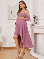 Mauve Purple Short Sleeve Asymmetrical Baby  Mom 7462