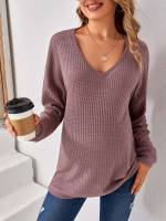 Casual Long Sleeve V neck Long Maternity 4422