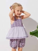 Regular Mauve Purple Straps Toddler Girls Tops 4817