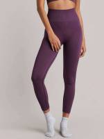 Cropped Plain Mauve Purple Women Active Bottoms 29