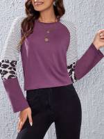 Regular Fit Regular Mauve Purple Long Sleeve Women T-Shirts 1148