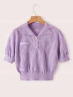  Plain Fake Buttons Casual Women Knitwear 4516