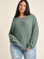  Mauve Purple Long Sleeve Plain Plus Size Tops 9028