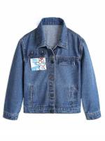 Collar Regular Fit Medium Wash Casual Boys Denim Jackets  Coats 5024