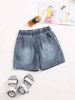 Regular Fit Pocket Medium Wash Boys Denim Shorts 5057