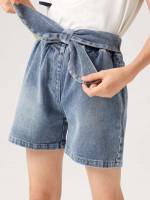  Belted Medium Wash Girls Denim Shorts 5734