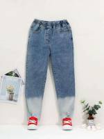 Long Medium Wash Raw Hem Girls Denim 2312