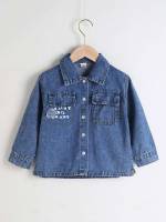 Long Sleeve Slogan Embroidery Toddler Boys Denim 9908