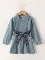 Floral Long Sleeve Regular Fit Toddler Girls Denim 6499