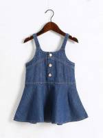 Button Front Regular Fit Casual Short Toddler Girls Denim 293