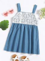 Cute Medium Wash Short Sleeveless Toddler Girls Clothing 4854