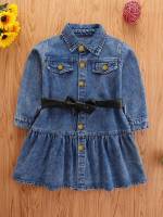  Collar Regular Fit Midi Toddler Girls Clothing 714