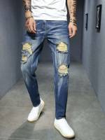  Medium Wash Ripped Regular Fit Men Jeans 6040