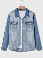 Regular Collar Pocket Men Denim Jackets 5353