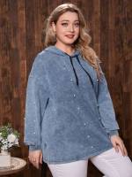 Regular Hooded Regular Fit Plain Plus Size Denim 810