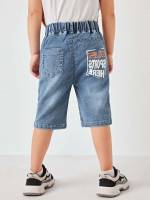  Pocket Medium Wash Toddler Boy Denim Shorts 2411