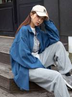  Oversized Collar Long Women Denim 7775