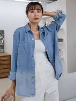 Regular Fit Collar Long Sleeve Casual Women Denim 6690