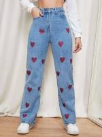 Button  Long Women Jeans 4745