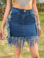  Short Medium Wash Women Denim Skirts 121