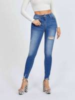  Long Ripped Plain Women Clothing 889