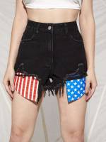  Flag Women Denim Shorts 1344