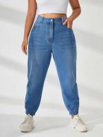 Long Medium Wash Plus Size Denim 4549