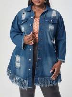 Pocket Oversized Short Plus Size Denim 1106