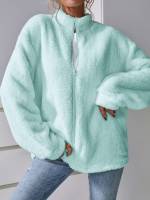 Long Zipper Mint Blue Women Clothing 608