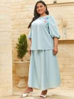 Mint Blue Regular Fit  Plus Size Co-Ords 759