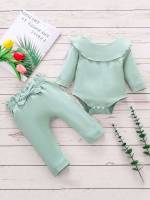  Round Neck Mint Green Plain Baby Sets 398