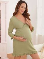  Three Quarter Length Sleeve Mint Green Casual Maternity 691