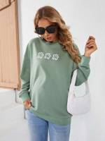 Casual Round Neck Mint Green Oversized Maternity Sweatshirts 4158