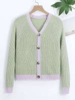 Regular Regular Fit Mint Green V neck Girls Cardigans 5119