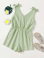  Mint Green Sleeveless Casual Girls Jumpsuits 8437