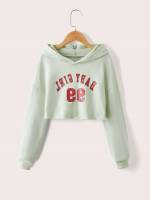  Mint Green Crop Raw Hem Girls Sweatshirts 6667