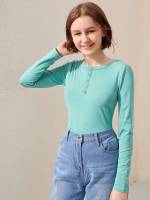 Round Neck Casual Long Sleeve Regular Fit Girls Clothing 703