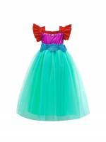 Regular Fit Long Colorblock Ruffle Toddler Girl Partywear 6799